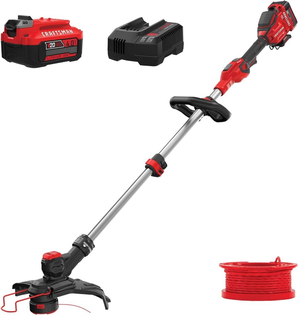 CRAFTSMAN V20 Cordless String Trimmer / Edger, with 4Ah Battery and Charger (CMCST910M1)