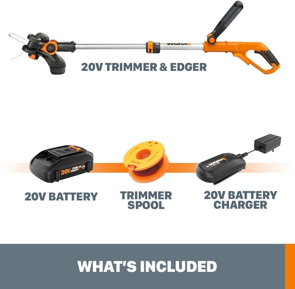 WORX WG162 20V Power Share 12 Cordless String Trimmer  Lawn Edger (Battery  Charger Included)